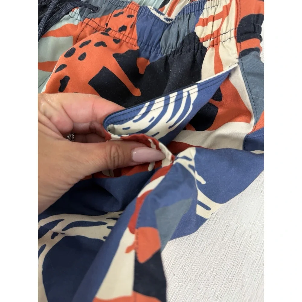 DRESSMANN Pattern Geo SWIM Trunks Men's Size S Shorts Navy Orange Sport Volley